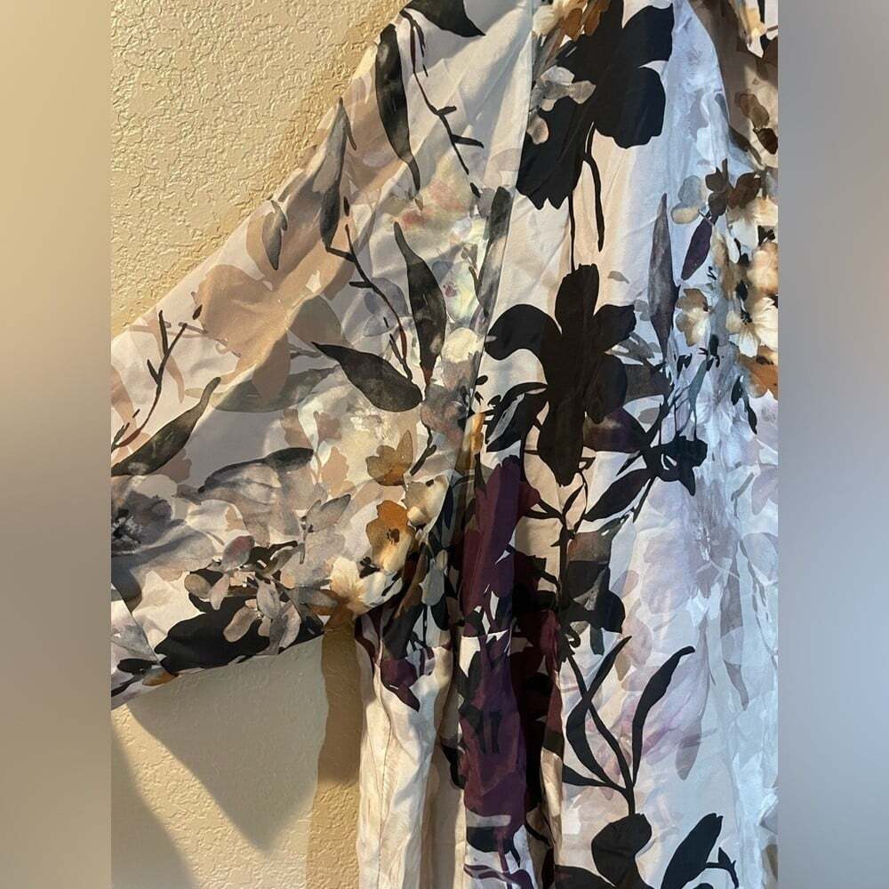 Ulla Popken Floral Midi Dress - Purple, Black, Cream - Picture 7 of 8